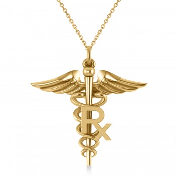 Medical RX Pharmacy Symbol Pendant Necklace 14k Yellow Gold