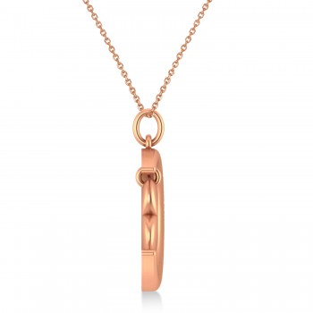 Moon with Heart Pendant Necklace 14K Rose Gold