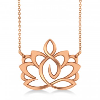 Yoga Lotus Flower Pendant Necklace 14k Rose Gold