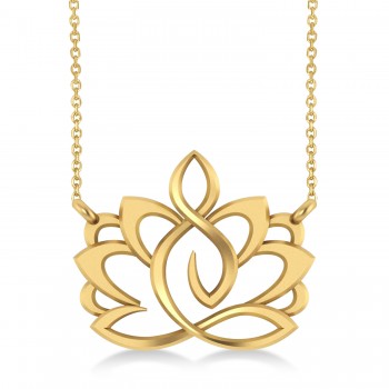 Yoga Lotus Flower Pendant Necklace 14k Yellow Gold