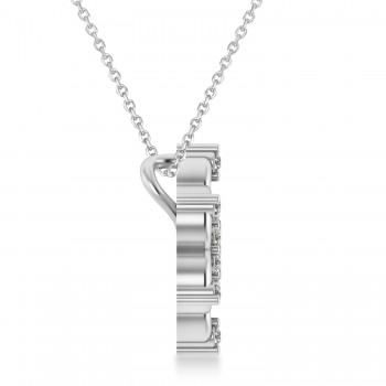 Diamond Six-Petal Flower Pendant Necklace 14k White Gold (0.26ct)