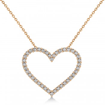 Diamond Open Heart Pendant Necklace 14k Rose Gold (0.60ct)