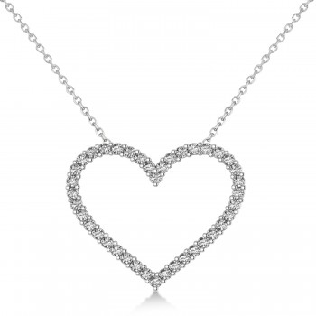 Diamond Open Heart Pendant Necklace 14k White Gold (0.60ct)