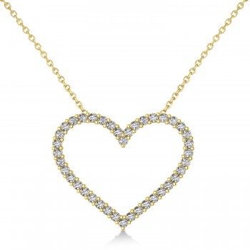 Diamond Open Heart Pendant Necklace 14k Yellow Gold (0.60ct)