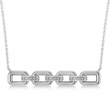 Diamond Chained Link Pendant Necklace 14k White Gold (0.15ct)
