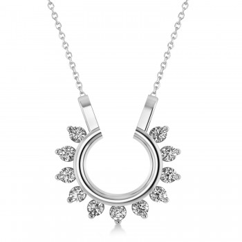 Diamond Open Circle Pendant Necklace 14k White Gold (0.77ct)