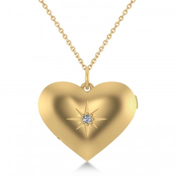 Heart with Compass Rose Locket Necklace 14k Yellow Gold