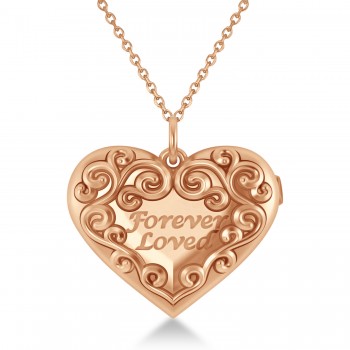 Forever Loved Heart Locket Necklace 14k Rose Gold