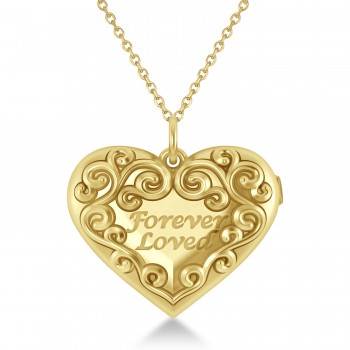 Forever Loved Heart Locket Necklace 14k Yellow Gold