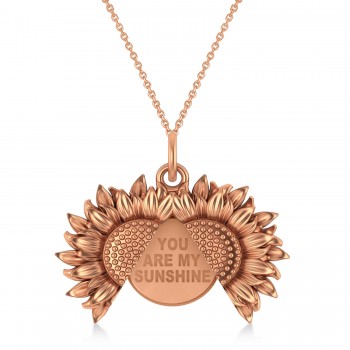 Sunflower You Are My Sunshine Pendant Necklace 14K Rose Gold