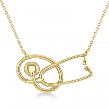 Stethoscope Pendant Necklace 14k Yellow Gold