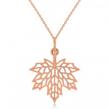 Maple Leaf Pendant Necklace 14k Rose Gold