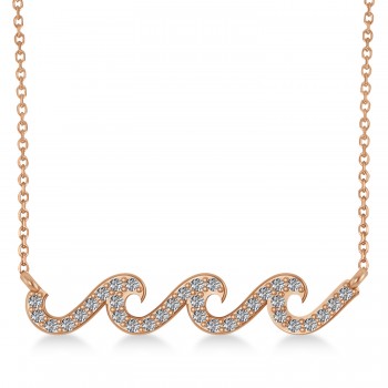 Diamond Waves Charm Pendant Necklace 14k Rose Gold (0.34ct)