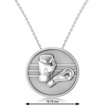 Boxing Charm Men's Pendant Necklace 14K White Gold