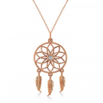 Diamond Dream Catcher Pendant Necklace 14k Rose Gold (0.10ct)