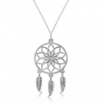 Diamond Dream Catcher Pendant Necklace 14k White Gold (0.10ct)