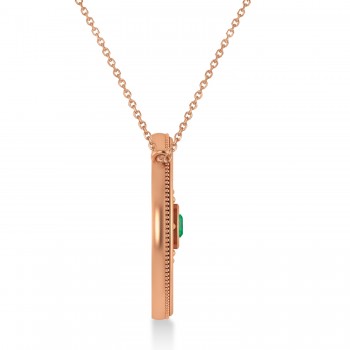 Emerald Compass Men's Pendant Necklace 14k Rose Gold (0.25ct)