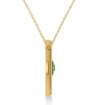 Emerald Compass Men's Pendant Necklace 14k Yellow Gold (0.25ct)