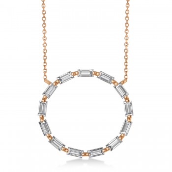 Moissanite Baguette Formed Circle of Life Pendant Necklace 14k Rose Gold (1.82ct)
