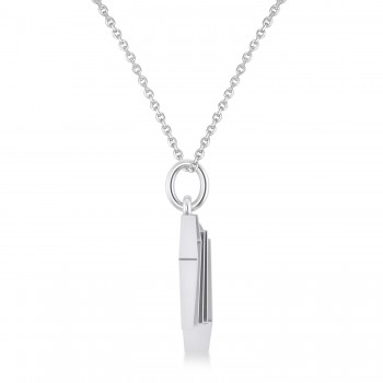 Playing Card Royal Flush Poker Pendant Necklace 14K White Gold