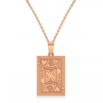Playing Card Poker Pendant Necklace 14K Rose Gold