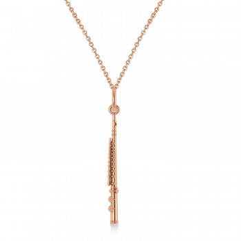 Flute Music Pendant Necklace 14K Rose Gold