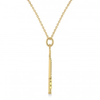 Flute Music Pendant Necklace 14K Yellow Gold
