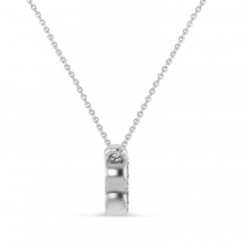 Diamond Block Name Pendant Necklace 14K White Gold (0.49ct)