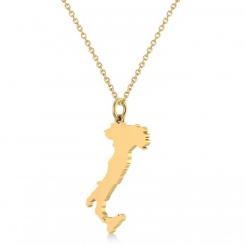 Map of Italy Pendant Necklace 14K Yellow Gold