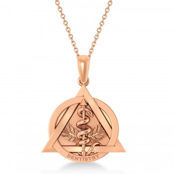 Dentistry Symbol Pendant Necklace 14k Rose Gold