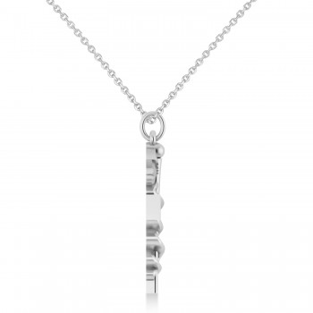 Caduceus Dental Hygienist Pendant Necklace 14k White Gold