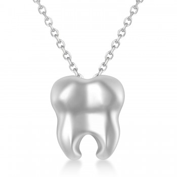 Tooth Pendant Necklace 14k White Gold