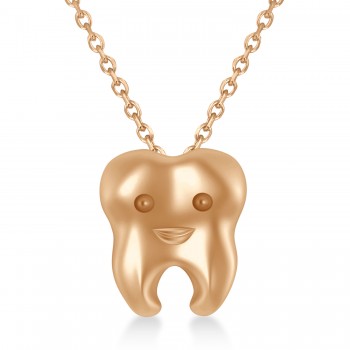 Smiling Tooth Pendant Necklace 14k Rose Gold