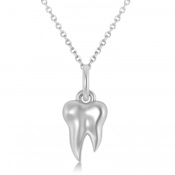 Molar Tooth Pendant Necklace 14k White Gold