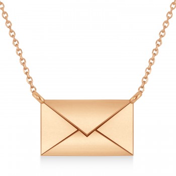Engravable Love Letter Envelope Pendant Necklace 14k Rose Gold