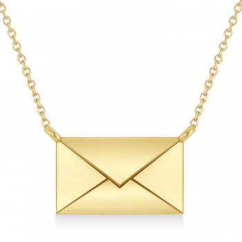 Engravable Love Letter Envelope Pendant Necklace 14k Yellow Gold