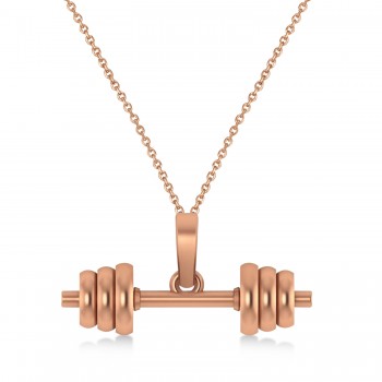 Dumbbell Charm Pendant Necklace 14K Rose Gold
