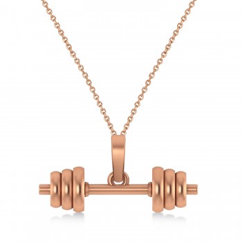 Dumbbell Charm Men's Pendant Necklace 14K Rose Gold