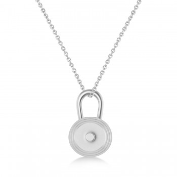 Dumbbell Charm Men's Pendant Necklace 14K White Gold