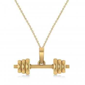 Dumbbell Charm Pendant Necklace 14K Yellow Gold