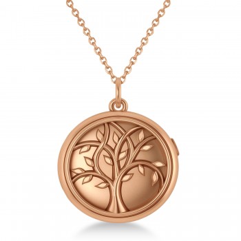 Tree of Life Locket Necklace 14k Rose Gold