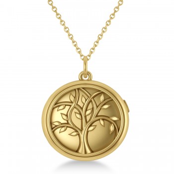 Tree of Life Locket Necklace 14k Yellow Gold