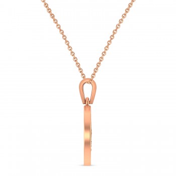 Marijuana Leaf Charm Disk Pendant Necklace 14K Rose Gold