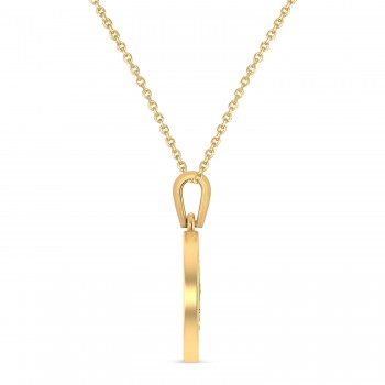 Marijuana Leaf Charm Disk Pendant Necklace 14K Yellow Gold