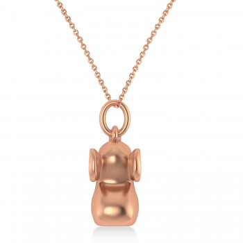 Cute Baby Elephant Charm Pendant Necklace 14K Rose Gold