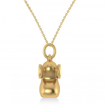 Cute Baby Elephant Charm Pendant Necklace 14K Yellow Gold