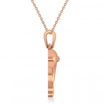 Diamond-Eyed Dolphin Pendant Necklace 14k Rose Gold (0.01ct)