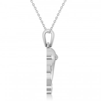 Diamond-Eyed Dolphin Pendant Necklace 14k White Gold (0.01ct)