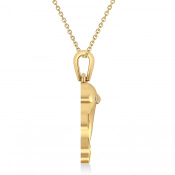 Diamond-Eyed Dolphin Pendant Necklace 14k Yellow Gold (0.01ct)