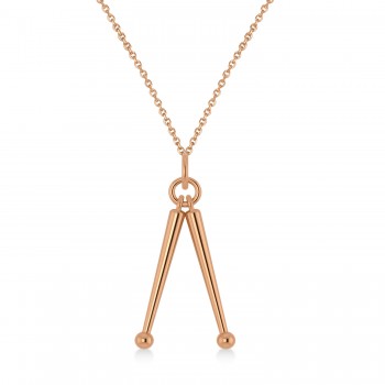 Drum Sticks Music Pendant Necklace 14K Rose Gold